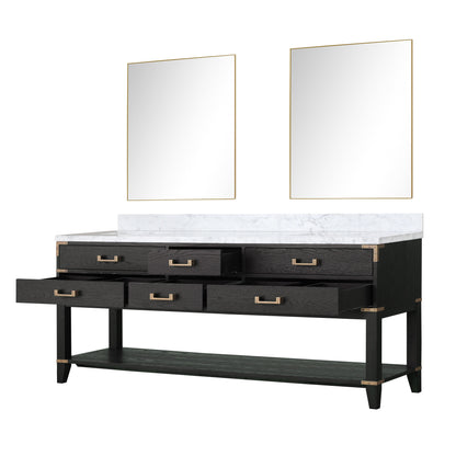 Norwalk 80 in W x 22 in D Black Oak Double Bath Vanity