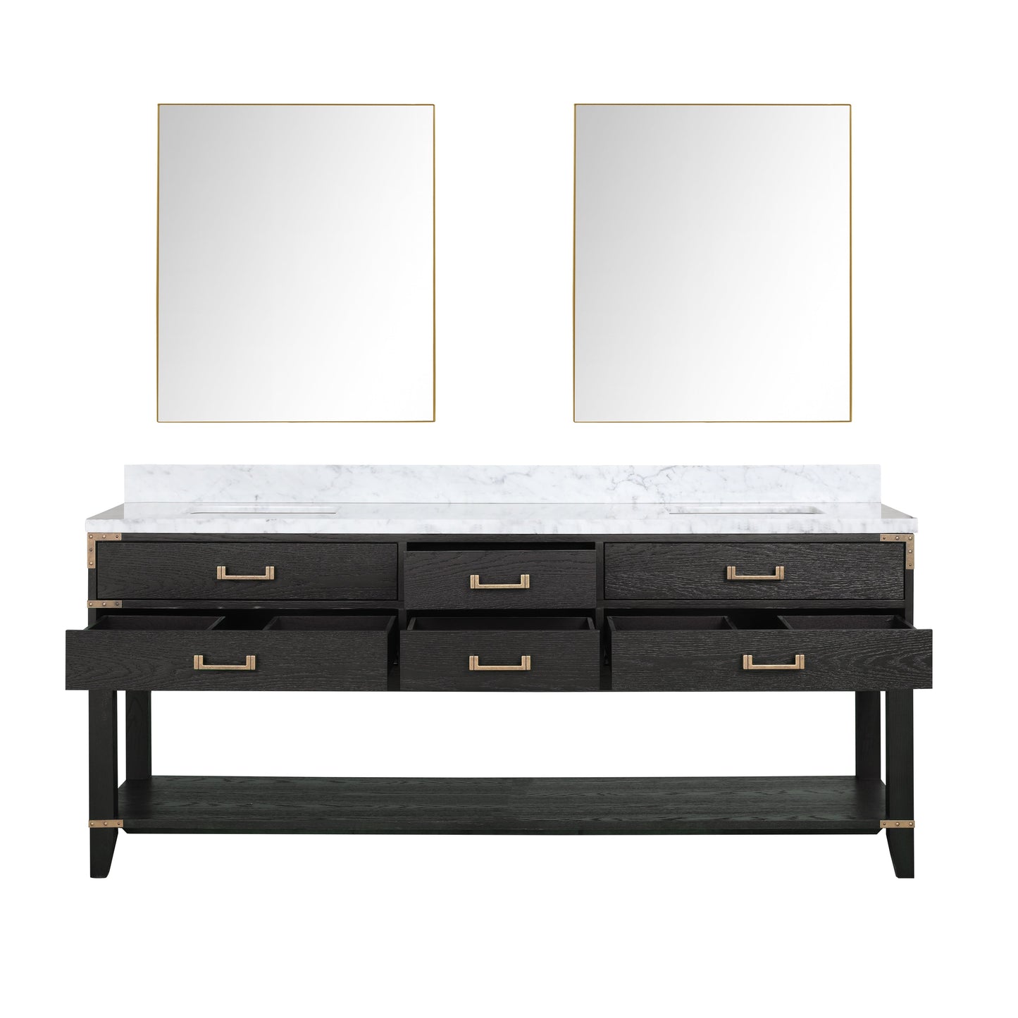 Norwalk 80 in W x 22 in D Black Oak Double Bath Vanity