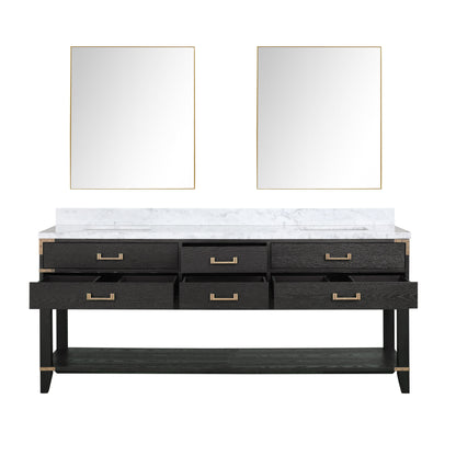 Norwalk 80 in W x 22 in D Black Oak Double Bath Vanity