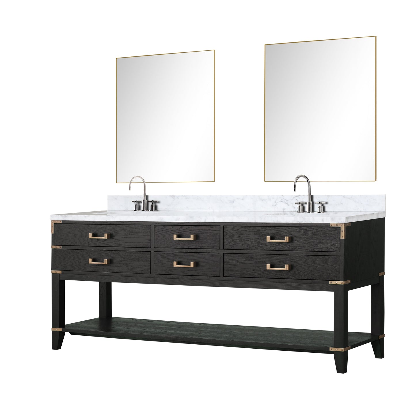 Norwalk 80 in W x 22 in D Black Oak Double Bath Vanity
