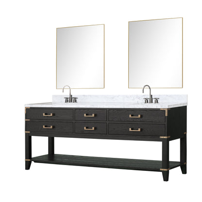 Norwalk 80 in W x 22 in D Black Oak Double Bath Vanity