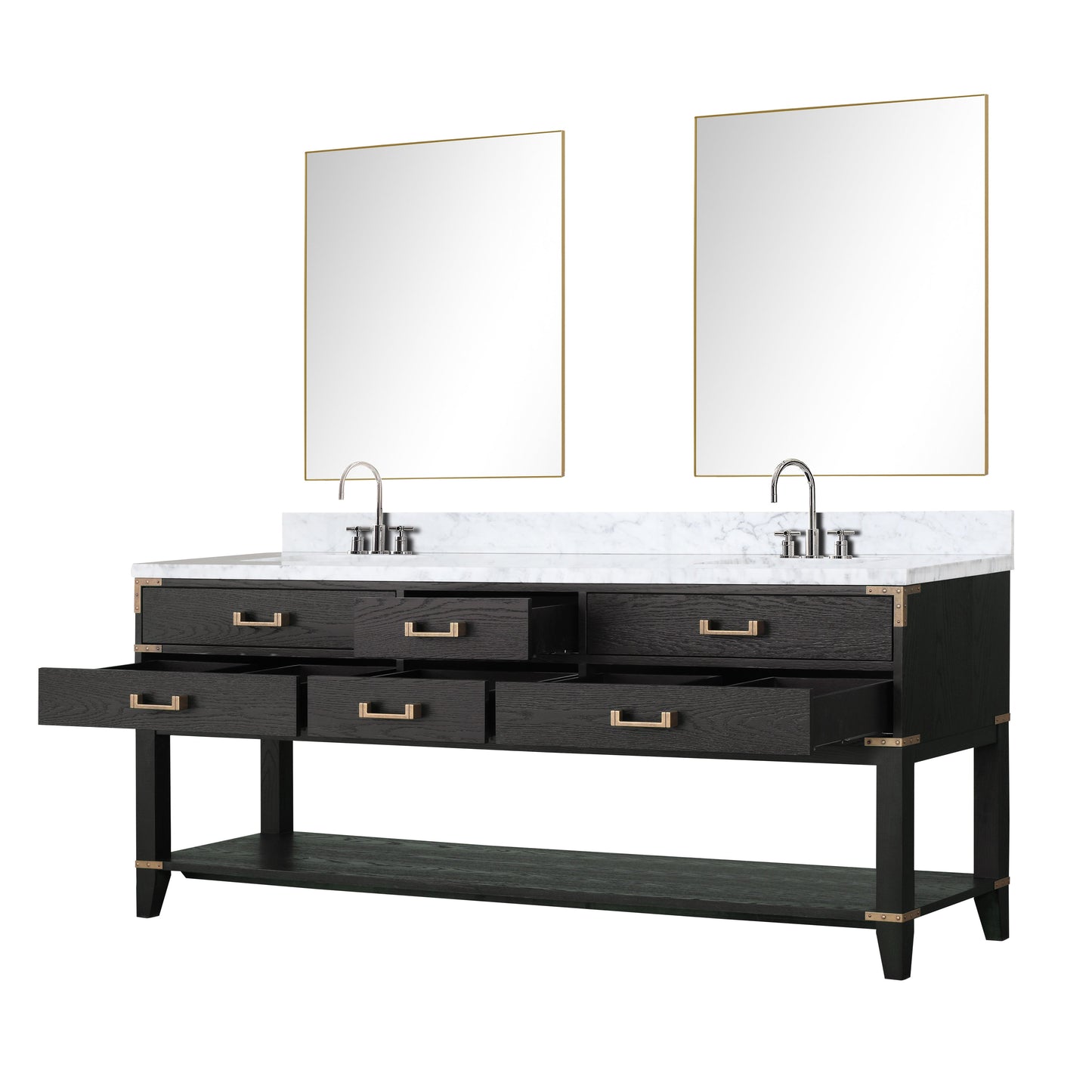 Norwalk 80 in W x 22 in D Black Oak Double Bath Vanity