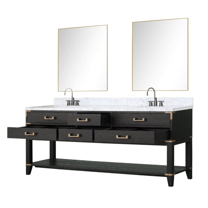 Norwalk 80 in W x 22 in D Black Oak Double Bath Vanity