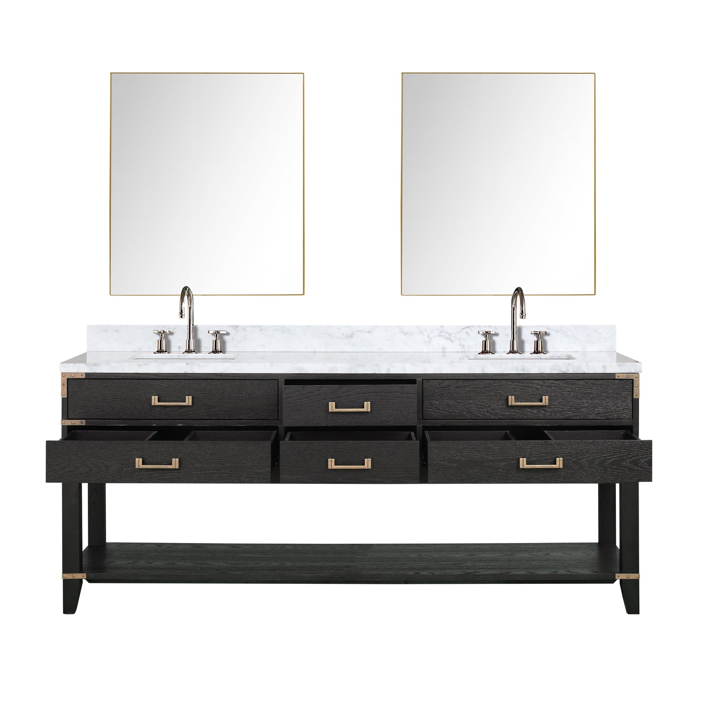 Norwalk 80 in W x 22 in D Black Oak Double Bath Vanity