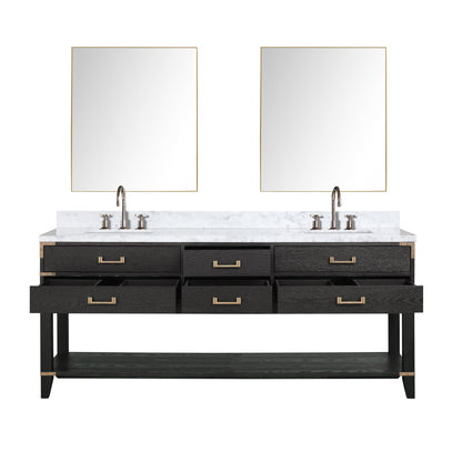 Norwalk 80 in W x 22 in D Black Oak Double Bath Vanity