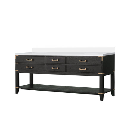 Norwalk 80 in W x 22 in D Black Oak Double Bath Vanity