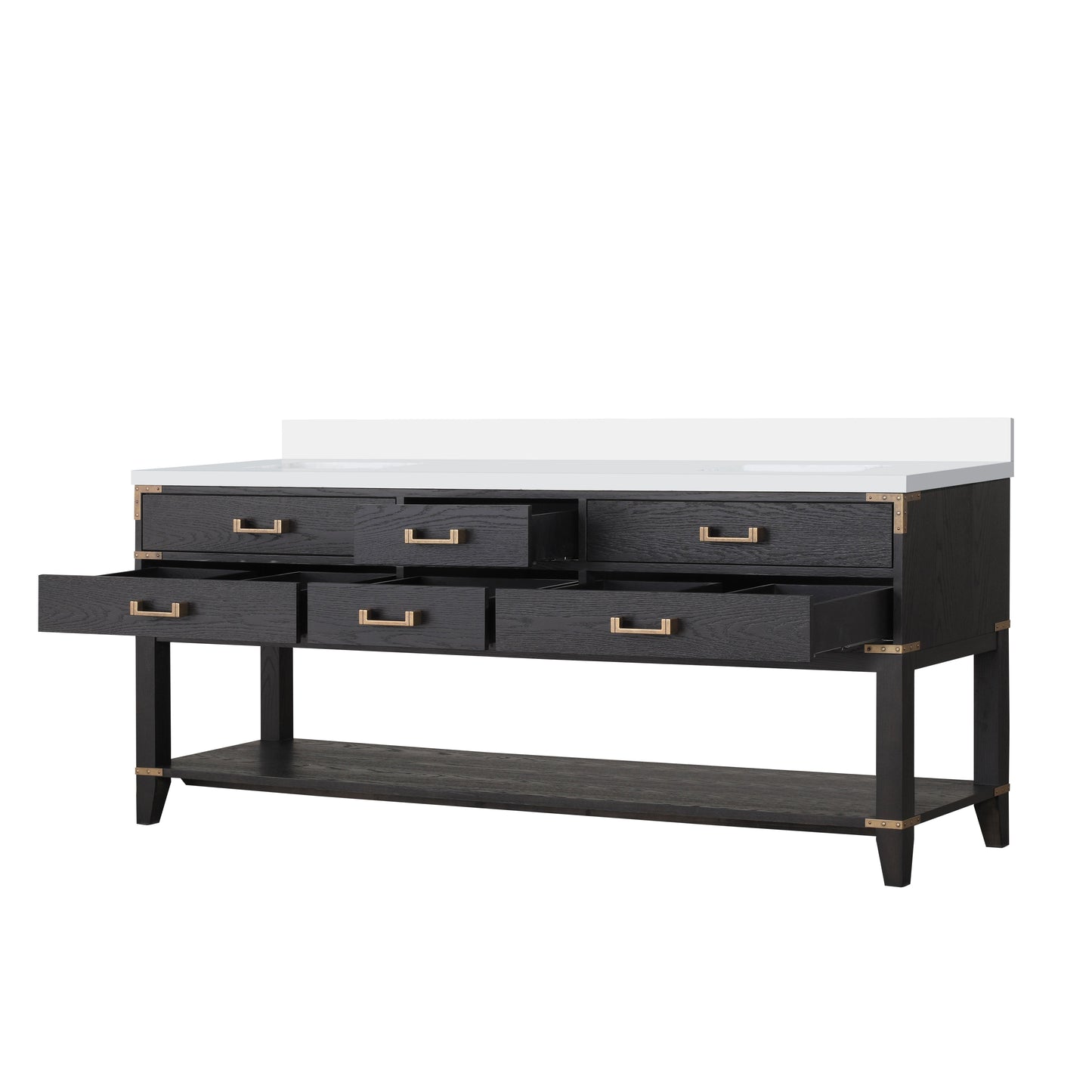 Norwalk 80 in W x 22 in D Black Oak Double Bath Vanity