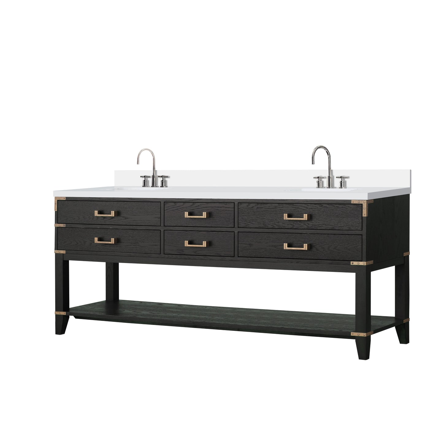 Norwalk 80 in W x 22 in D Black Oak Double Bath Vanity