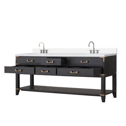 Norwalk 80 in W x 22 in D Black Oak Double Bath Vanity