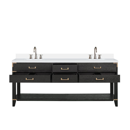Norwalk 80 in W x 22 in D Black Oak Double Bath Vanity