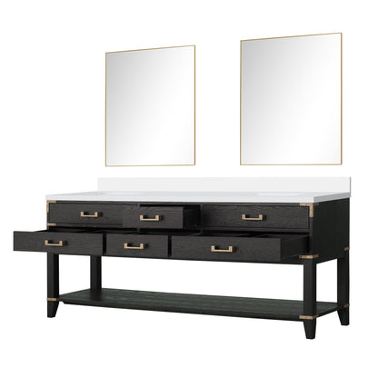Norwalk 80 in W x 22 in D Black Oak Double Bath Vanity