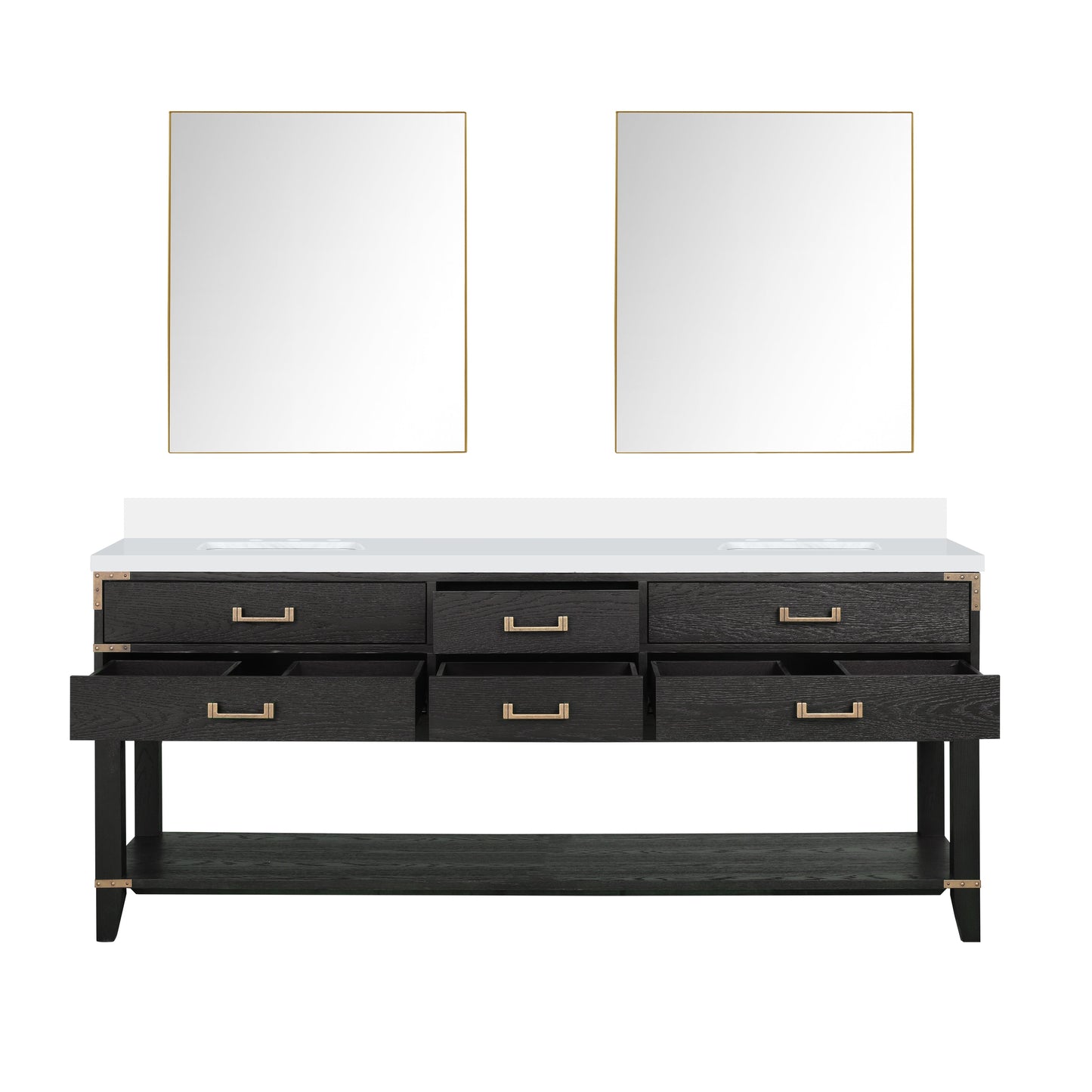 Norwalk 80 in W x 22 in D Black Oak Double Bath Vanity