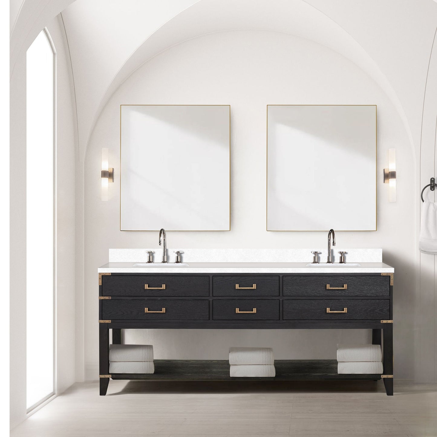 Norwalk 80 in W x 22 in D Black Oak Double Bath Vanity