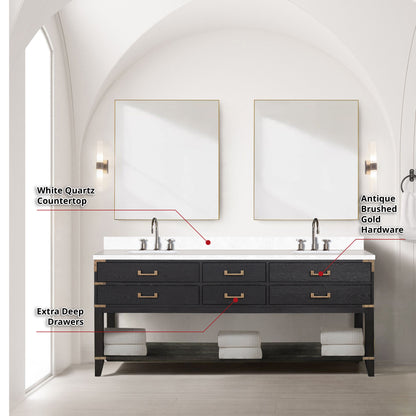 Norwalk 80 in W x 22 in D Black Oak Double Bath Vanity