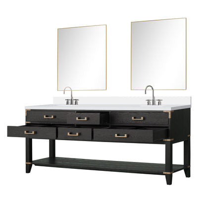 Norwalk 80 in W x 22 in D Black Oak Double Bath Vanity