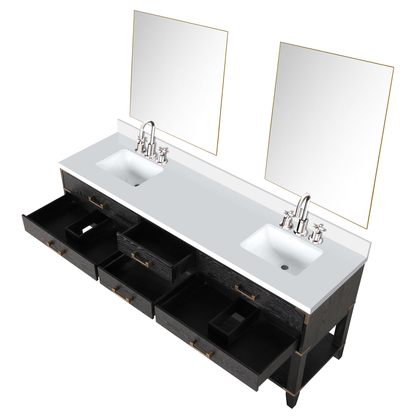 Norwalk 80 in W x 22 in D Black Oak Double Bath Vanity