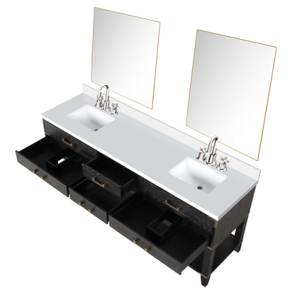 Norwalk 80 in W x 22 in D Black Oak Double Bath Vanity