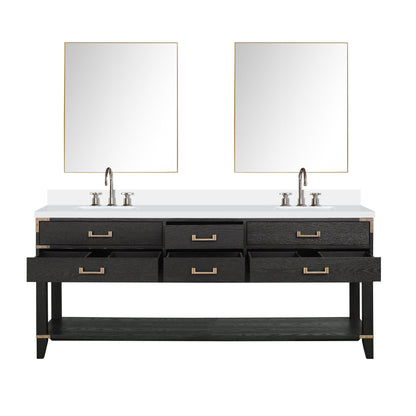 Norwalk 80 in W x 22 in D Black Oak Double Bath Vanity