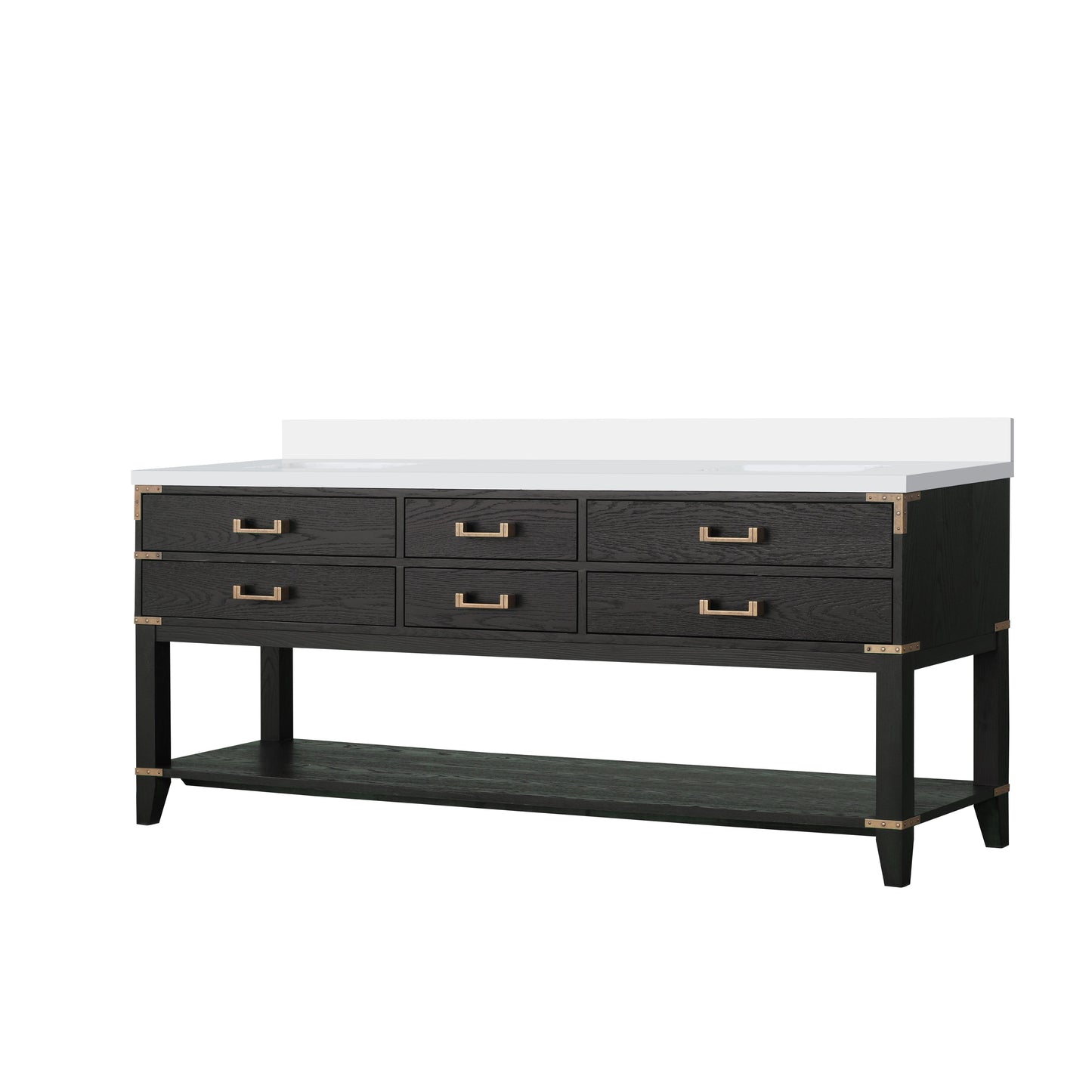 Norwalk 80 in W x 22 in D Black Oak Double Bath Vanity