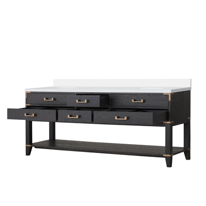 Norwalk 80 in W x 22 in D Black Oak Double Bath Vanity