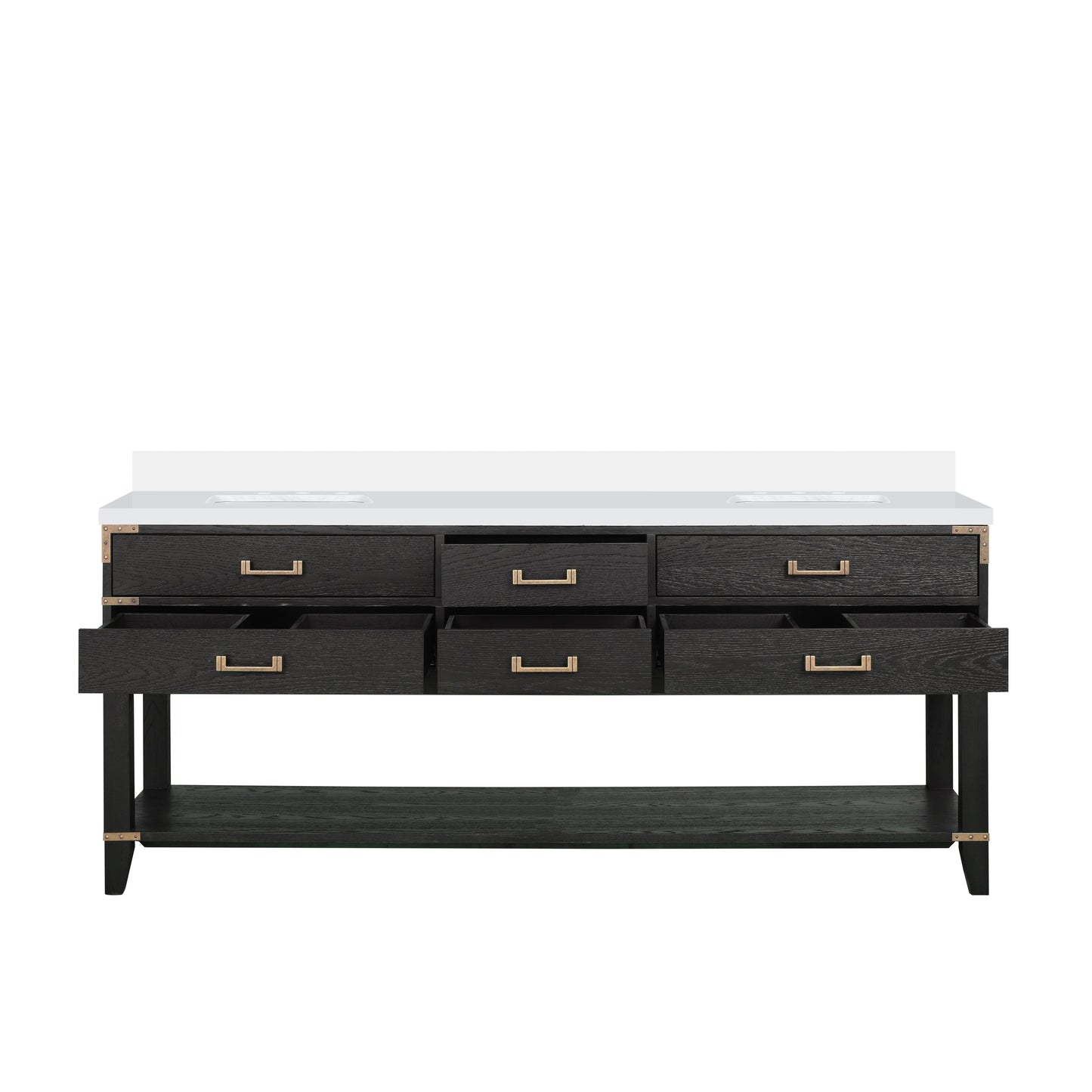 Norwalk 80 in W x 22 in D Black Oak Double Bath Vanity