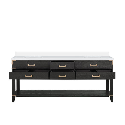 Norwalk 80 in W x 22 in D Black Oak Double Bath Vanity