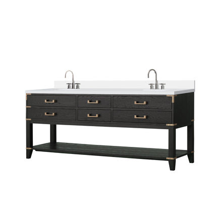 Norwalk 80 in W x 22 in D Black Oak Double Bath Vanity