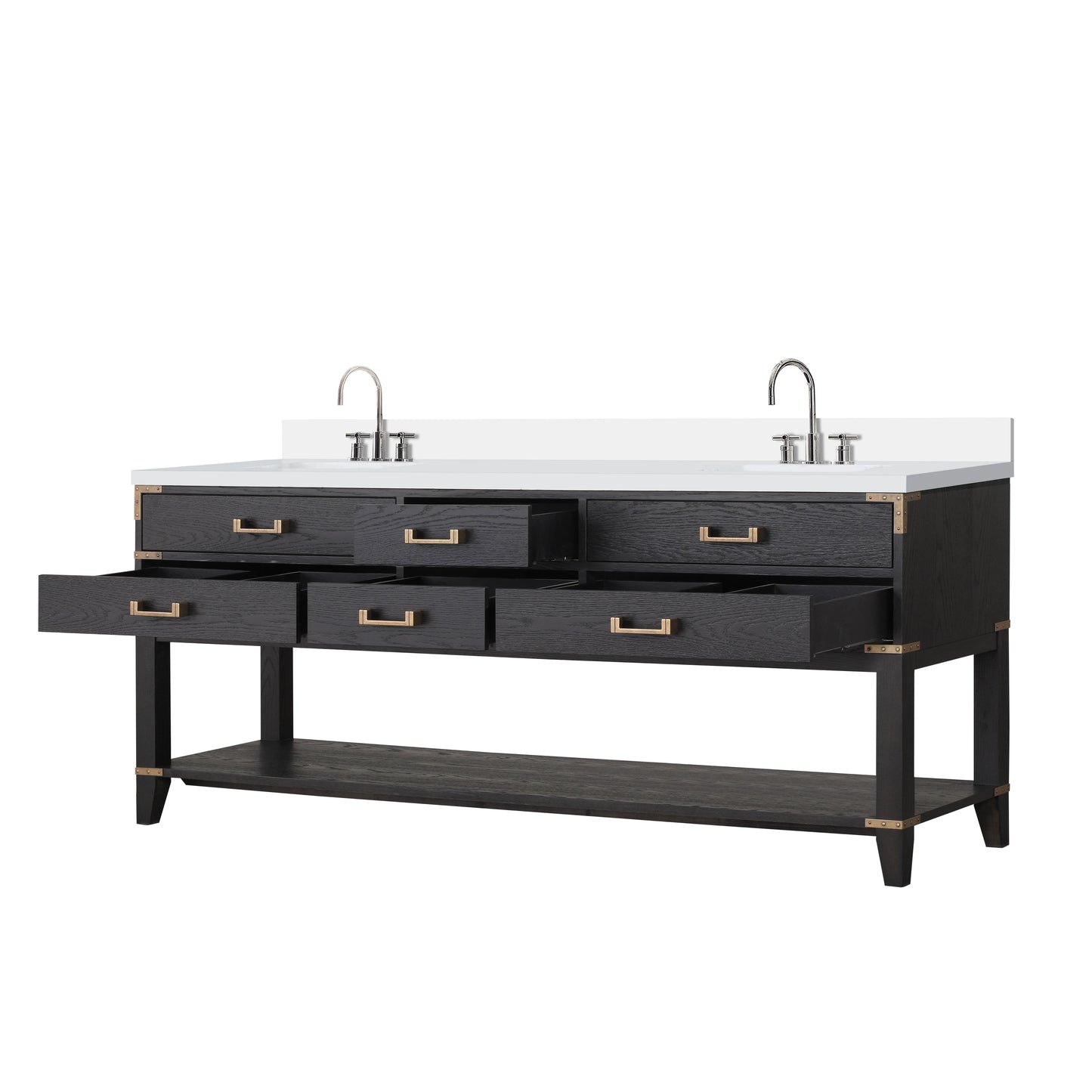 Norwalk 80 in W x 22 in D Black Oak Double Bath Vanity