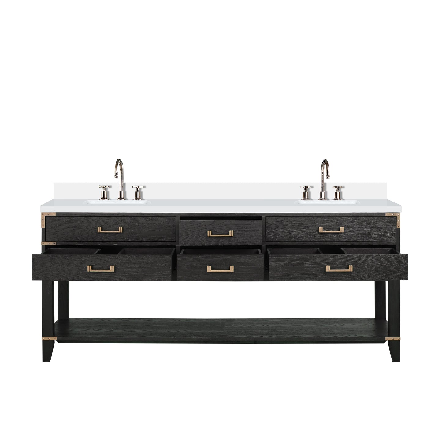 Norwalk 80 in W x 22 in D Black Oak Double Bath Vanity