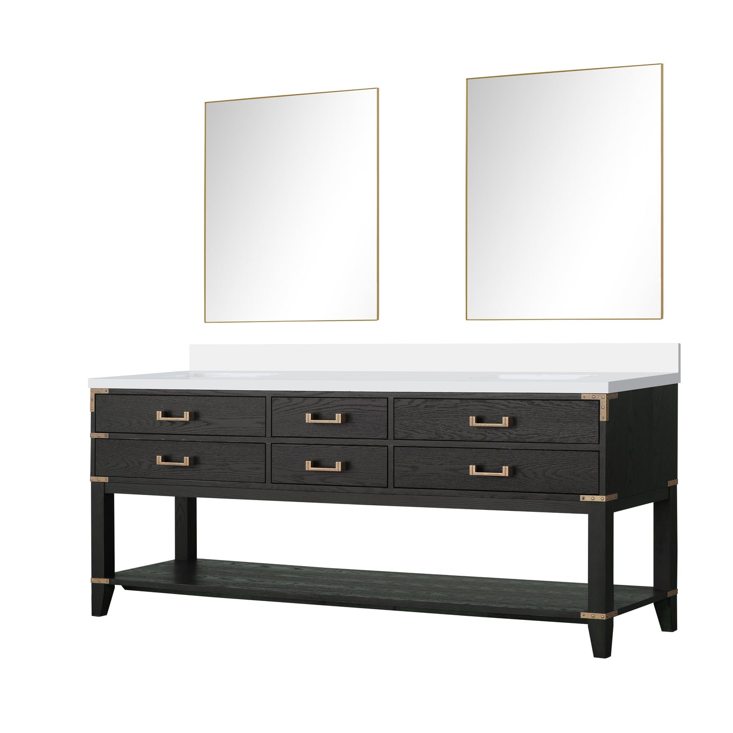 Norwalk 80 in W x 22 in D Black Oak Double Bath Vanity