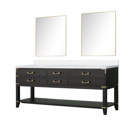 Norwalk 80 in W x 22 in D Black Oak Double Bath Vanity