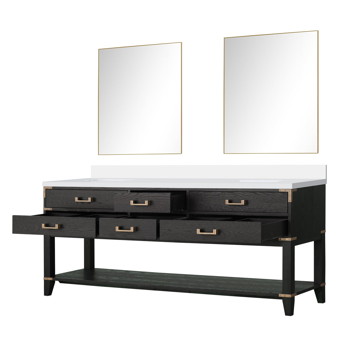 Norwalk 80 in W x 22 in D Black Oak Double Bath Vanity