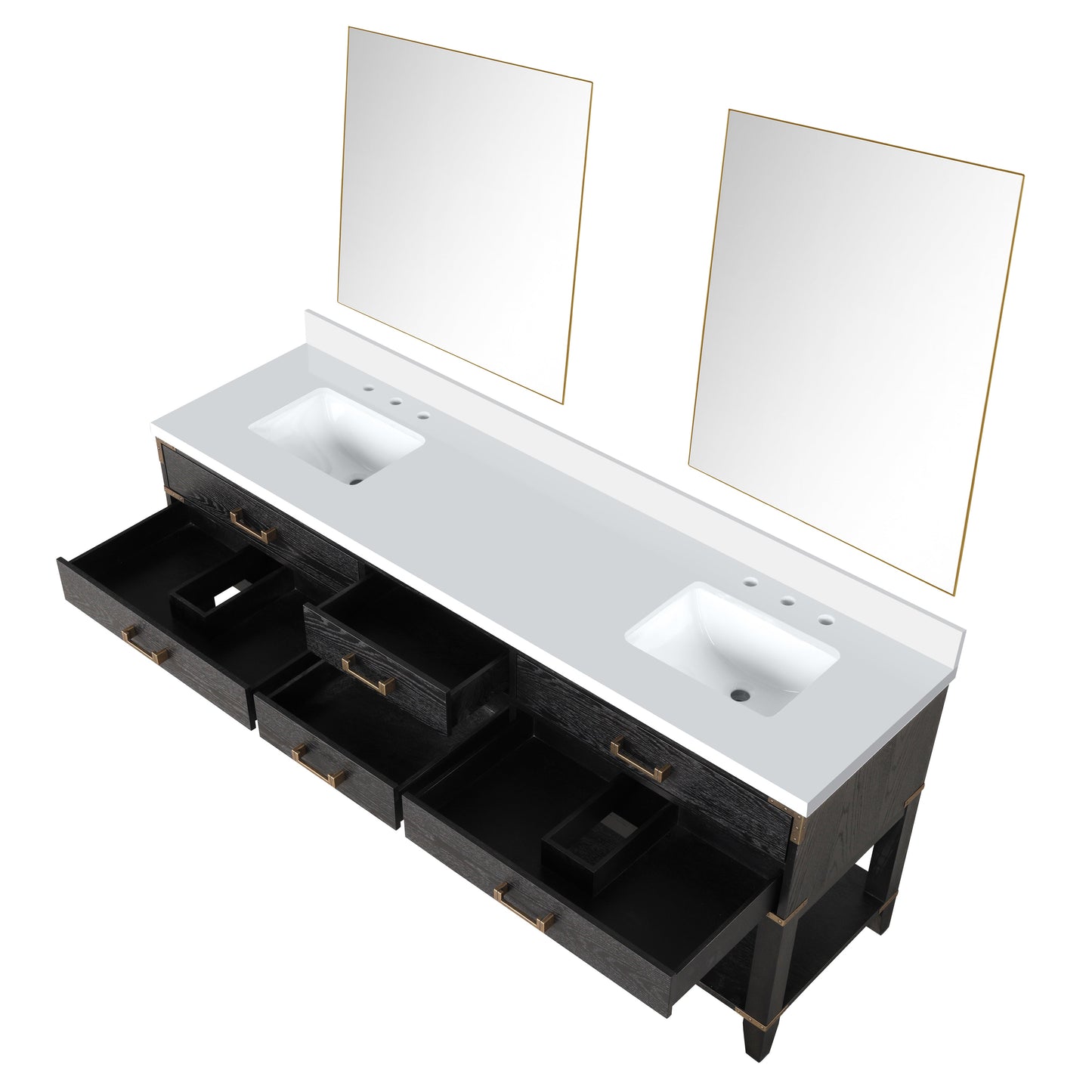 Norwalk 80 in W x 22 in D Black Oak Double Bath Vanity
