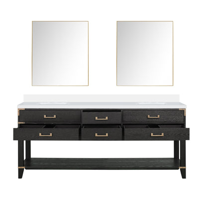 Norwalk 80 in W x 22 in D Black Oak Double Bath Vanity