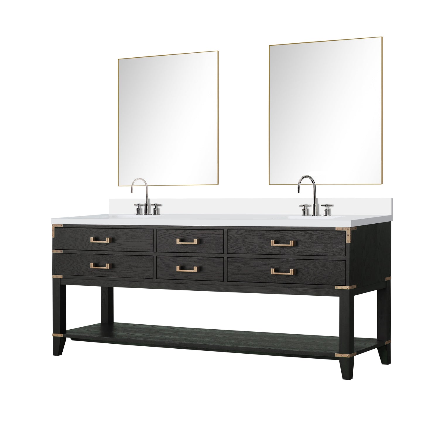 Norwalk 80 in W x 22 in D Black Oak Double Bath Vanity