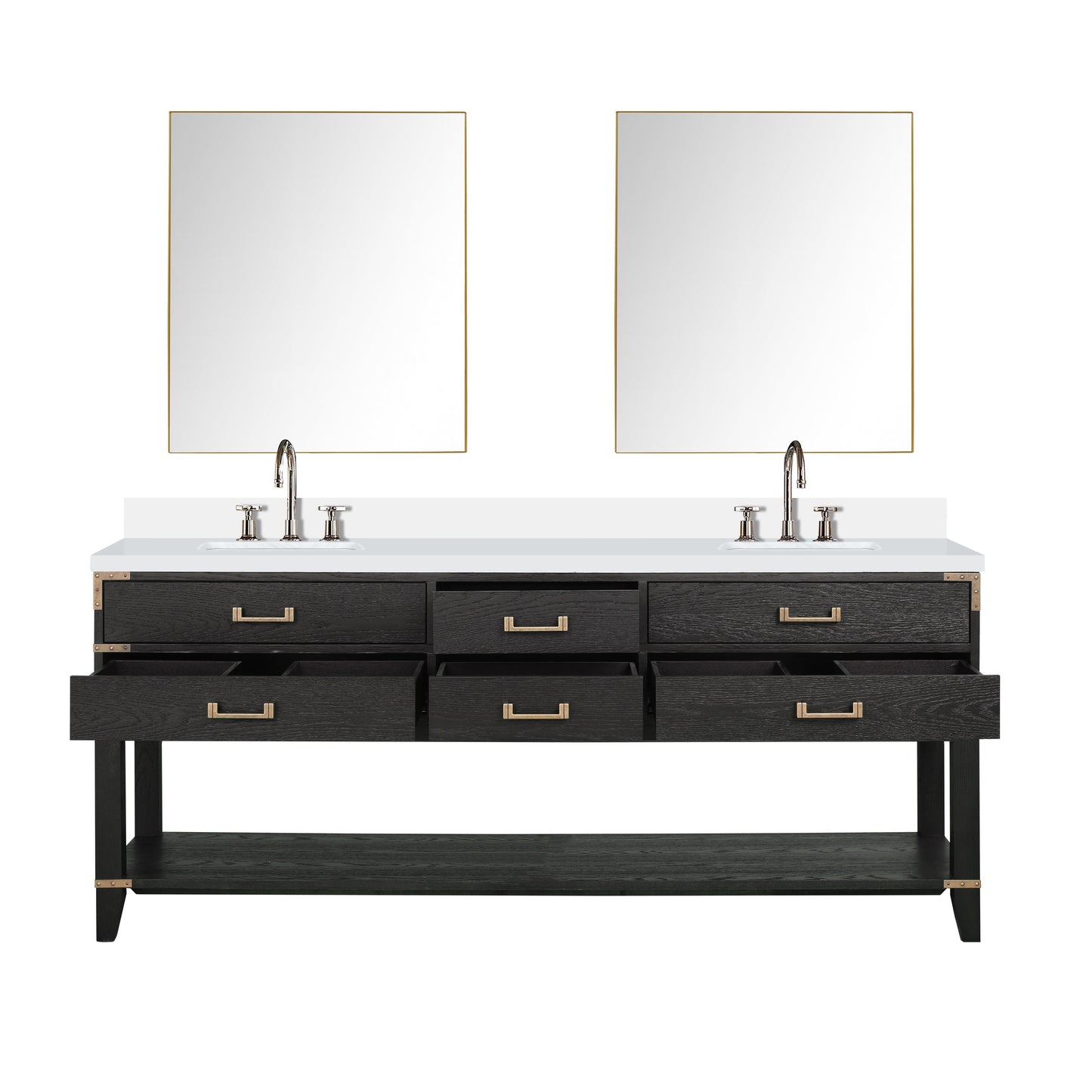 Norwalk 80 in W x 22 in D Black Oak Double Bath Vanity