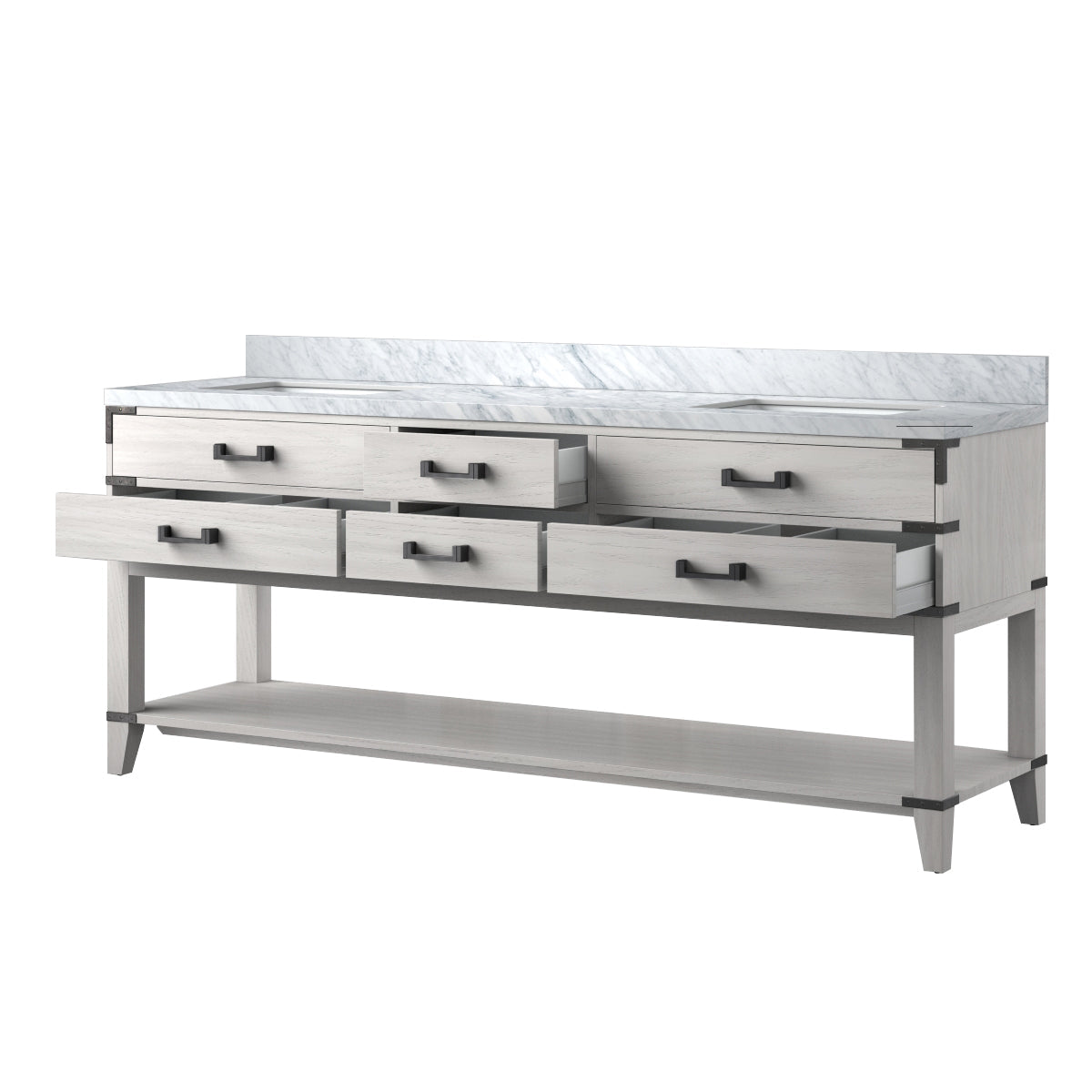 Norwalk 80 in W x 22 in D White Oak Double Bath Vanity