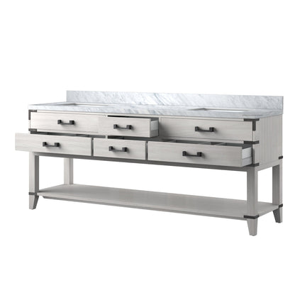 Norwalk 80 in W x 22 in D White Oak Double Bath Vanity