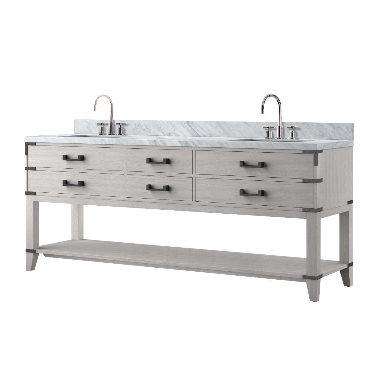 Norwalk 80 in W x 22 in D White Oak Double Bath Vanity