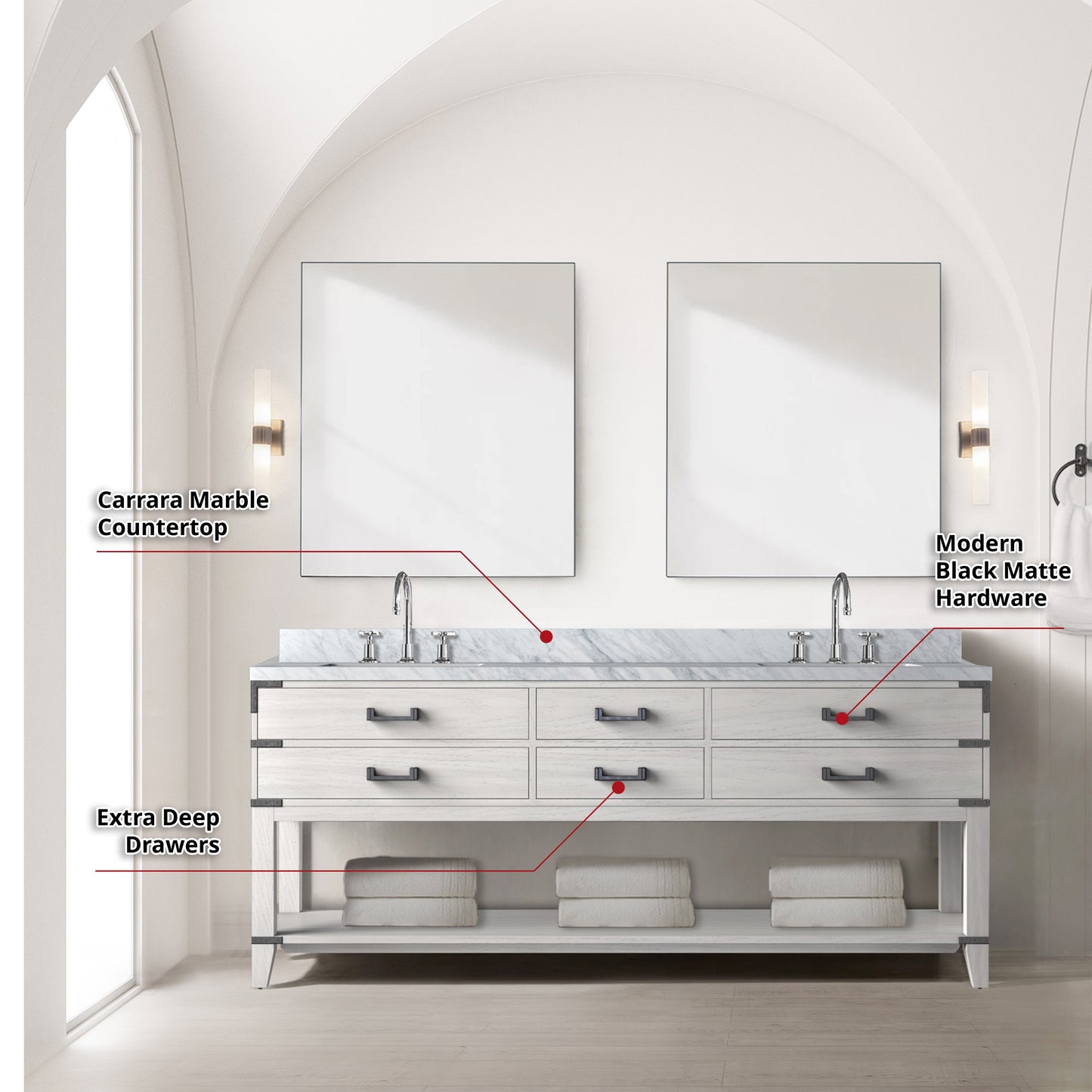 Norwalk 80 in W x 22 in D White Oak Double Bath Vanity