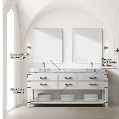 Norwalk 80 in W x 22 in D White Oak Double Bath Vanity