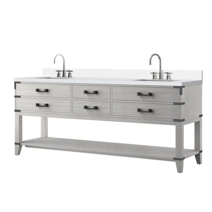 Norwalk 80 in W x 22 in D White Oak Double Bath Vanity