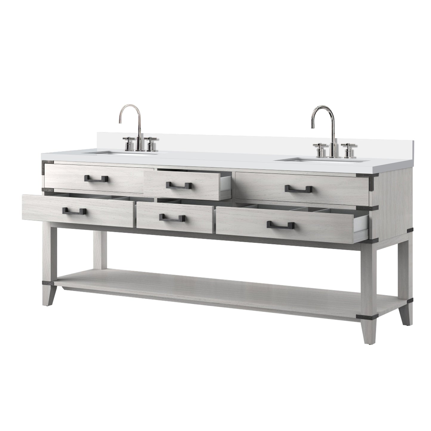 Norwalk 80 in W x 22 in D White Oak Double Bath Vanity