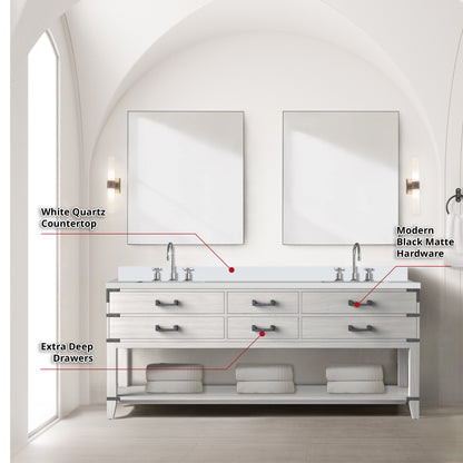 Norwalk 80 in W x 22 in D White Oak Double Bath Vanity