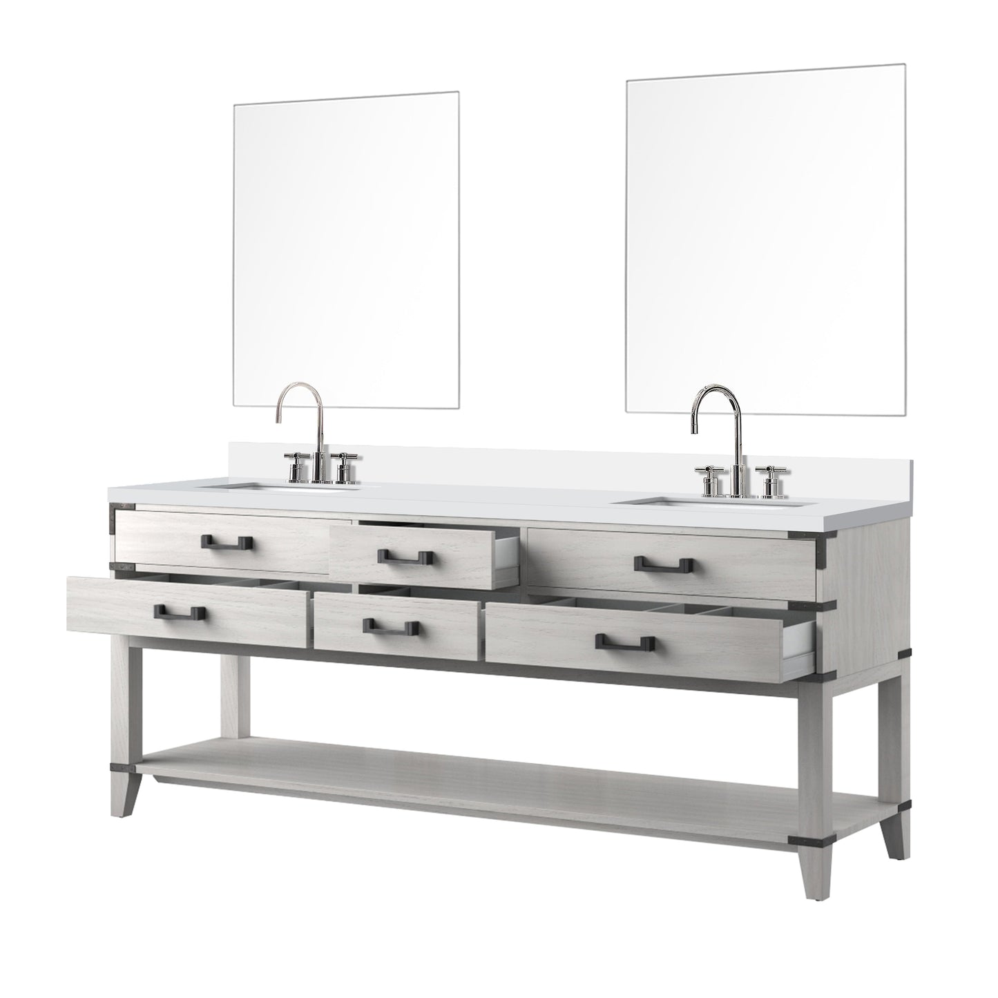 Norwalk 80 in W x 22 in D White Oak Double Bath Vanity