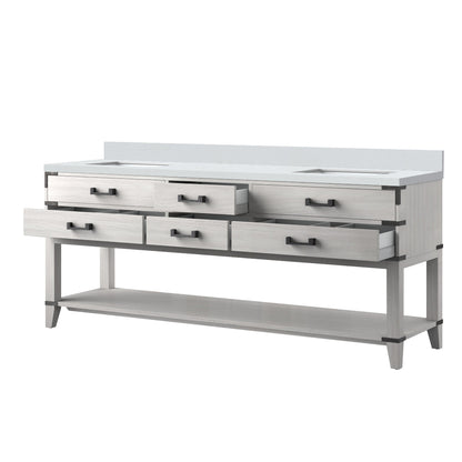 Norwalk 80 in W x 22 in D White Oak Double Bath Vanity