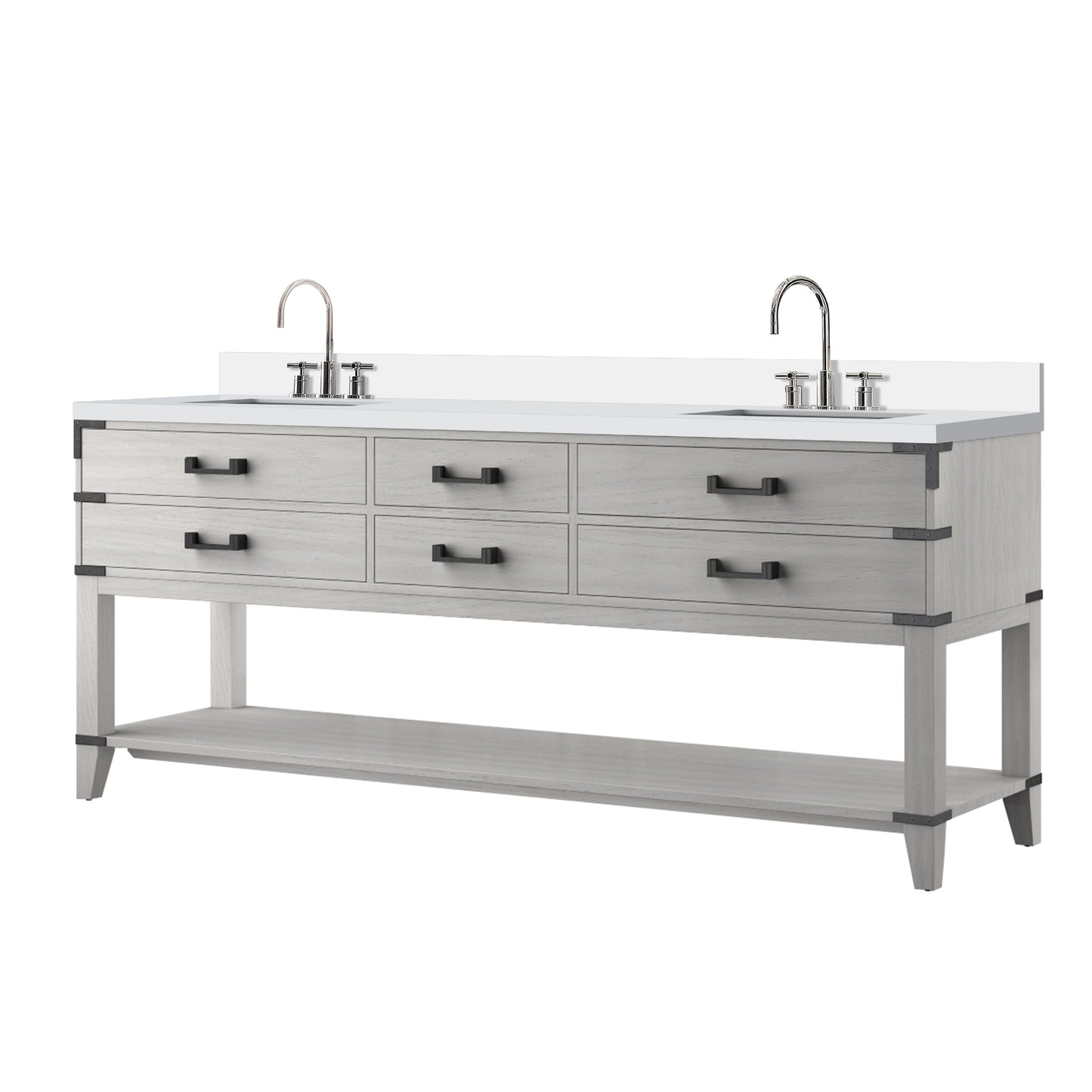 Norwalk 80 in W x 22 in D White Oak Double Bath Vanity