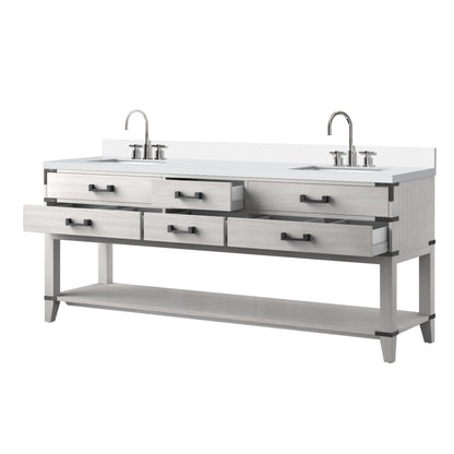 Norwalk 80 in W x 22 in D White Oak Double Bath Vanity