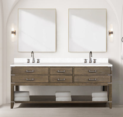 Norwalk 80 in W x 22 in D Grey Oak Double Bath Vanity