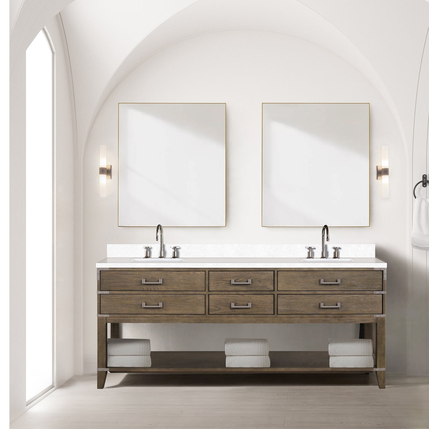 Norwalk 80 in W x 22 in D Grey Oak Double Bath Vanity